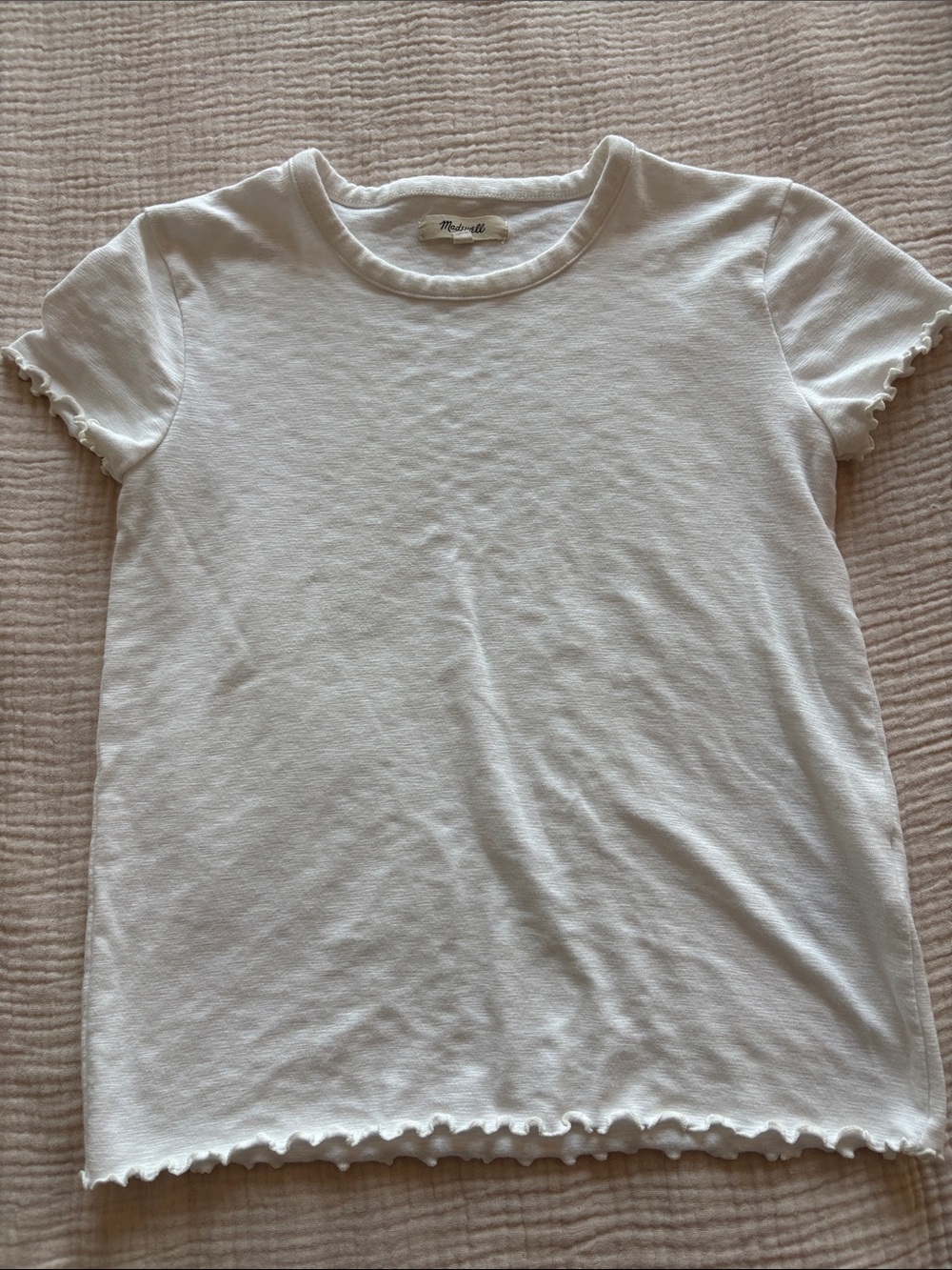 Madewell Cream Lettuce-Trim Crewneck Tee